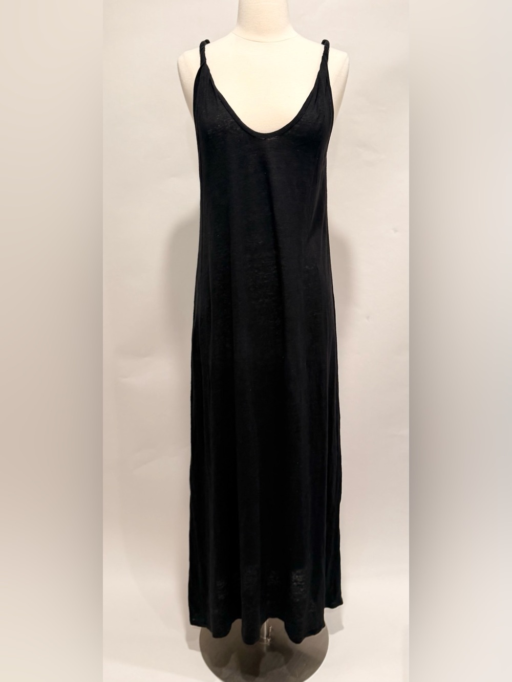 Shaina Mote Black Linen Maxi Dress Sz 6